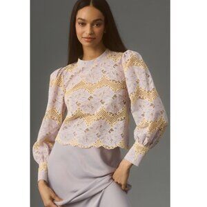 Anthropologie Dolan Left Coast Mock-Neck Lace Blouse Top